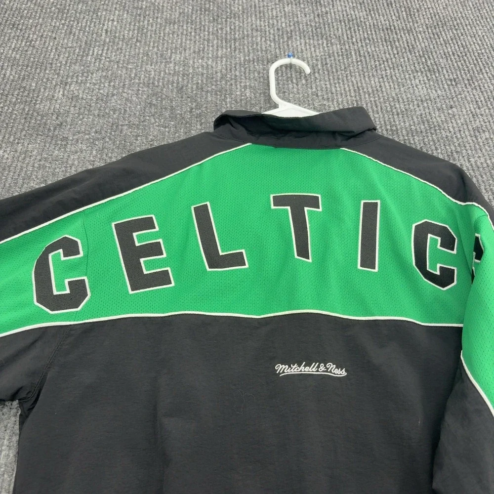 Boston Celtics Mitchell & Ness Jacket Mens M Black Green Nylon Full Zip Sporty